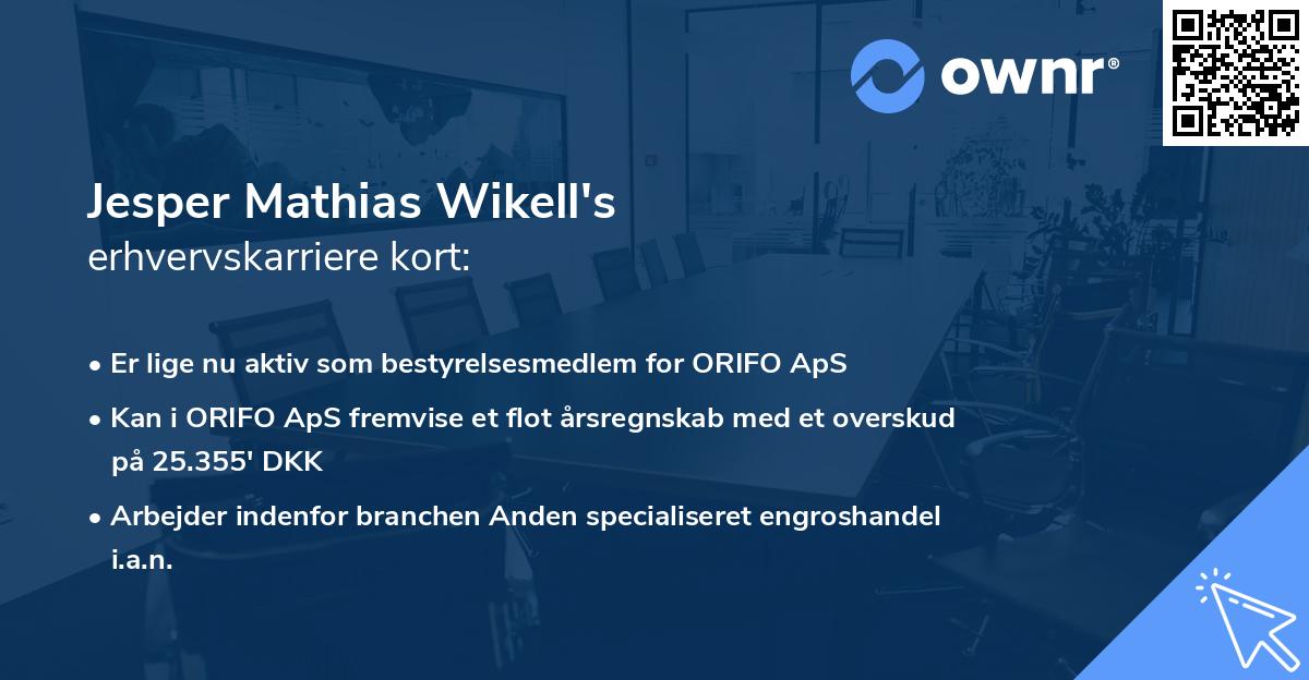 Jesper Mathias Wikell's erhvervskarriere kort
