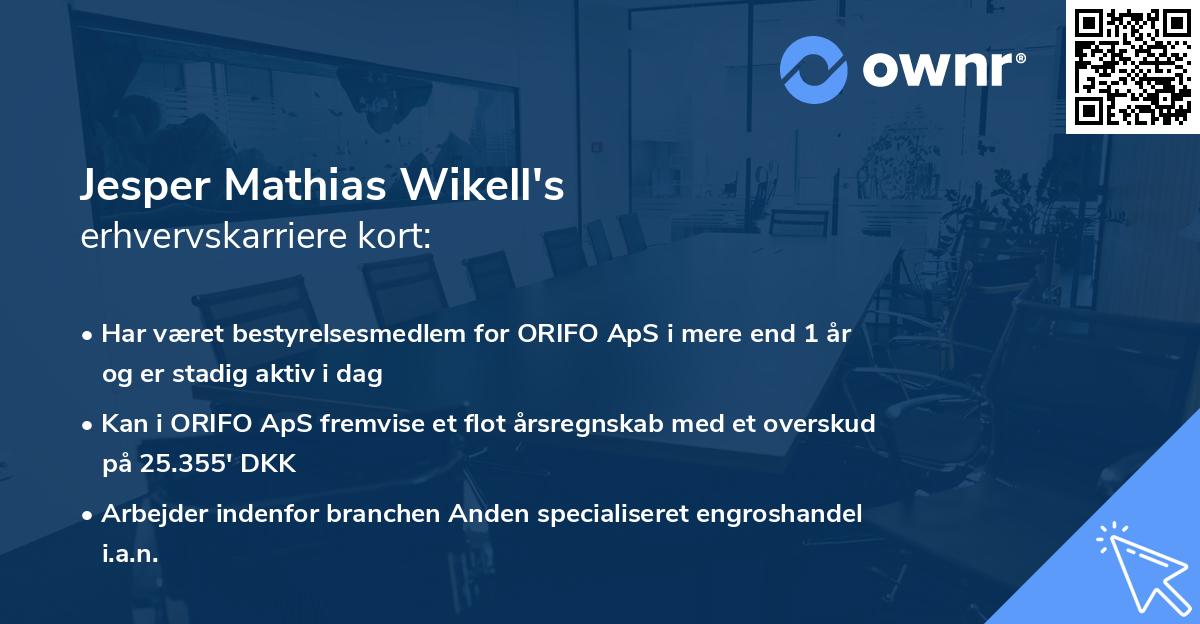 Jesper Mathias Wikell's erhvervskarriere kort