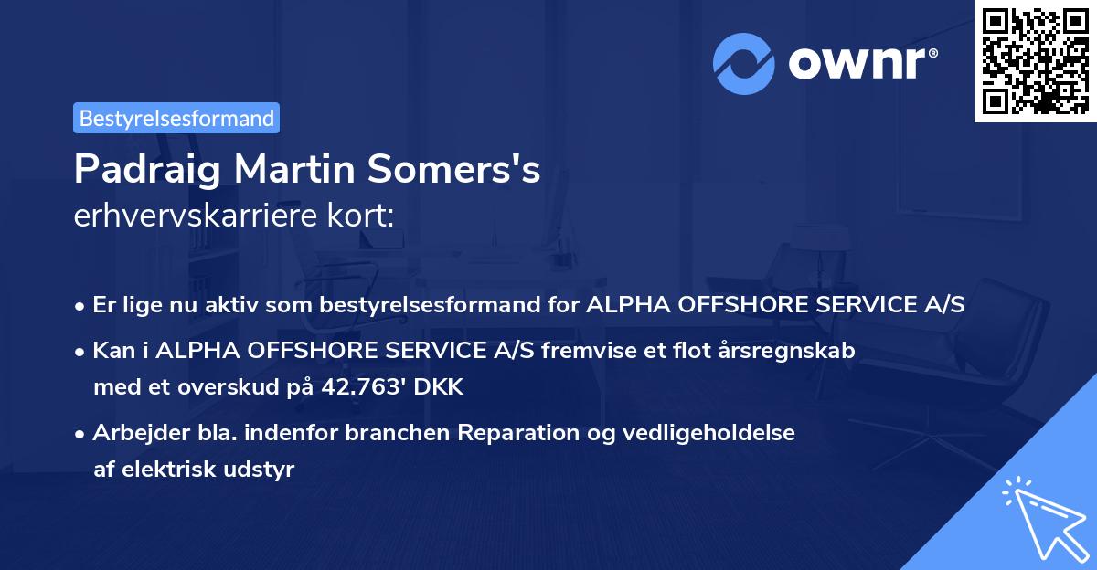 Padraig Martin Somers's erhvervskarriere kort