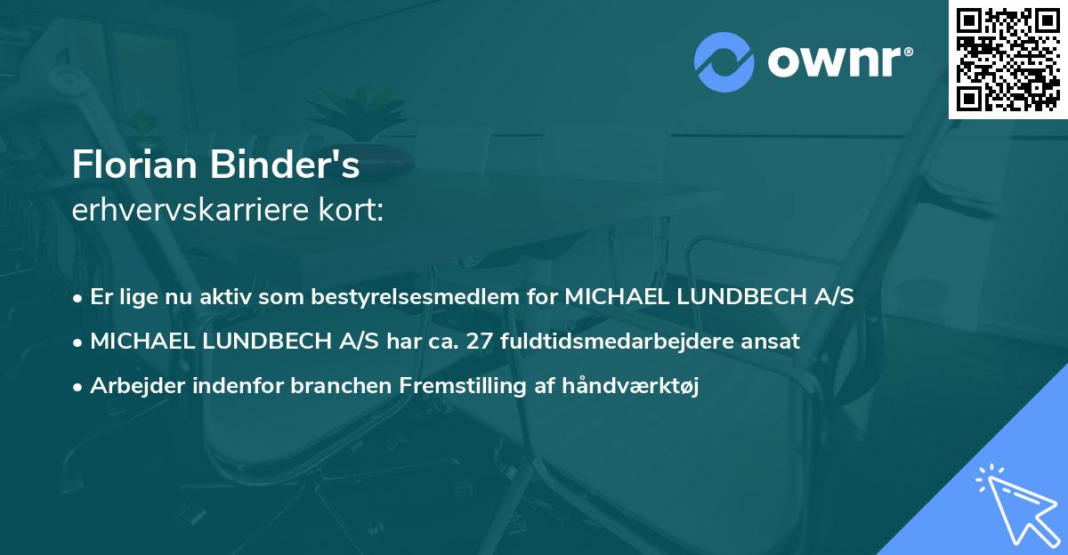 Florian Binder's erhvervskarriere kort