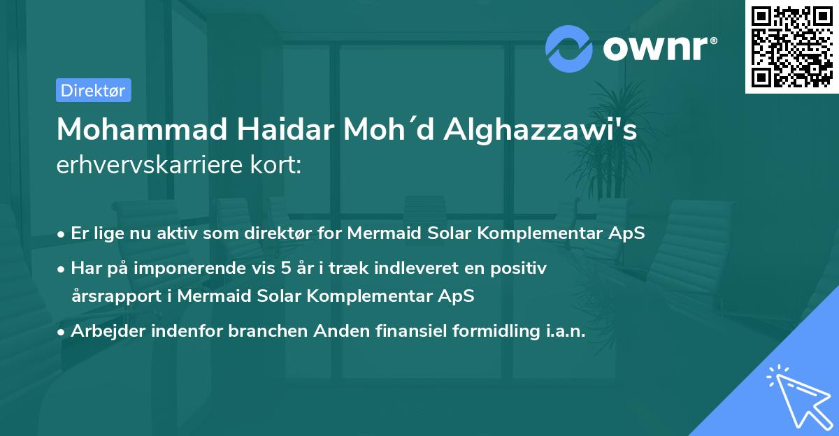 Mohammad Haidar Moh´d Alghazzawi's erhvervskarriere kort