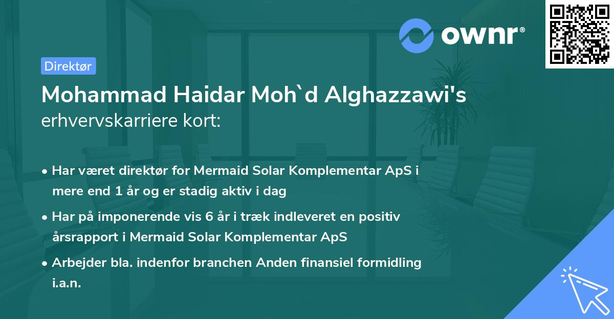 Mohammad Haidar Moh`d Alghazzawi's erhvervskarriere kort