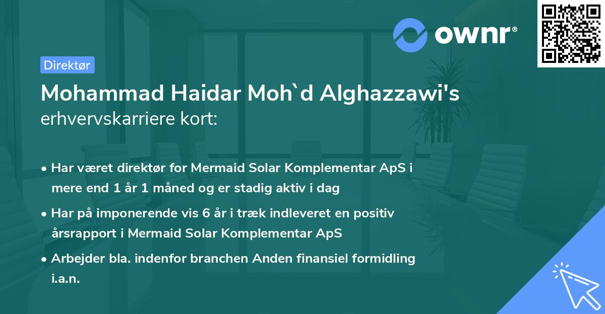 Mohammad Haidar Moh`d Alghazzawi's erhvervskarriere kort