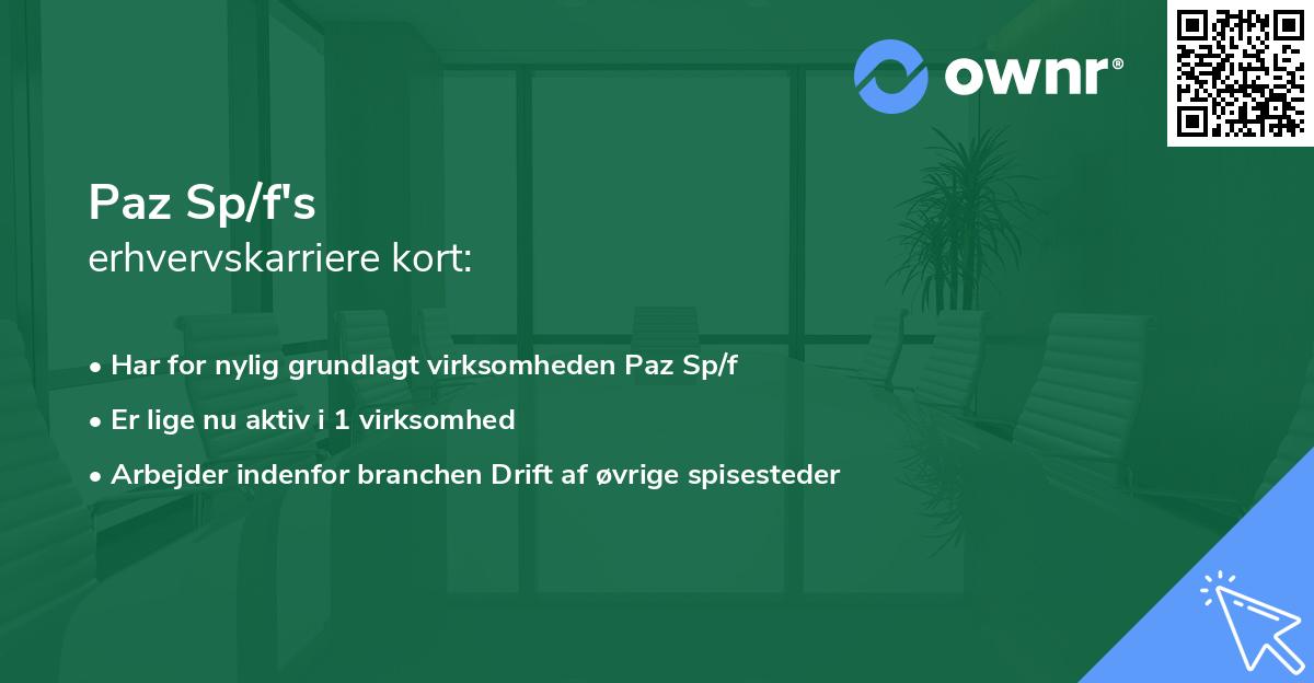 Paz Sp/f's erhvervskarriere kort