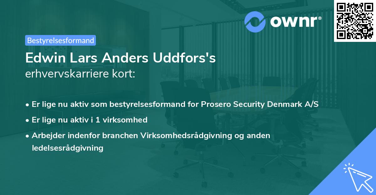Edwin Lars Anders Uddfors's erhvervskarriere kort
