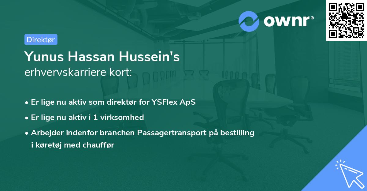 Yunus Hassan Hussein's erhvervskarriere kort