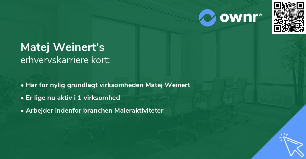 Matej Weinert's erhvervskarriere kort