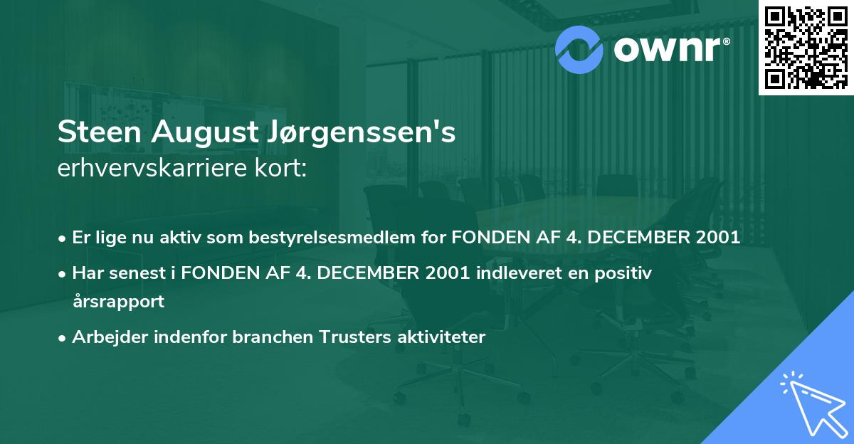 Steen August Jørgenssen's erhvervskarriere kort