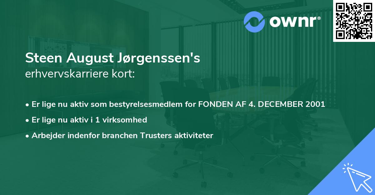 Steen August Jørgenssen's erhvervskarriere kort