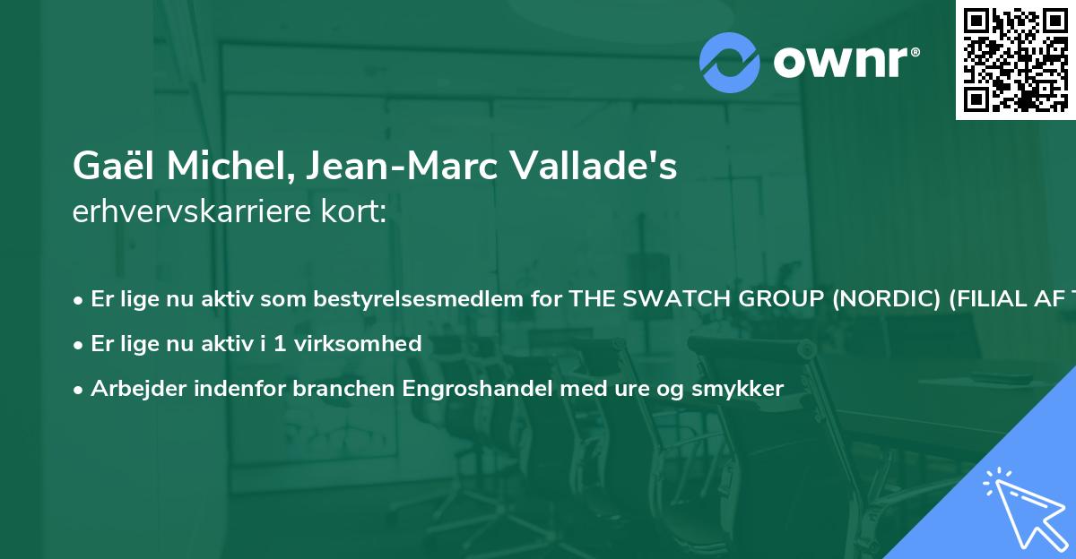 Gaël Michel, Jean-Marc Vallade's erhvervskarriere kort