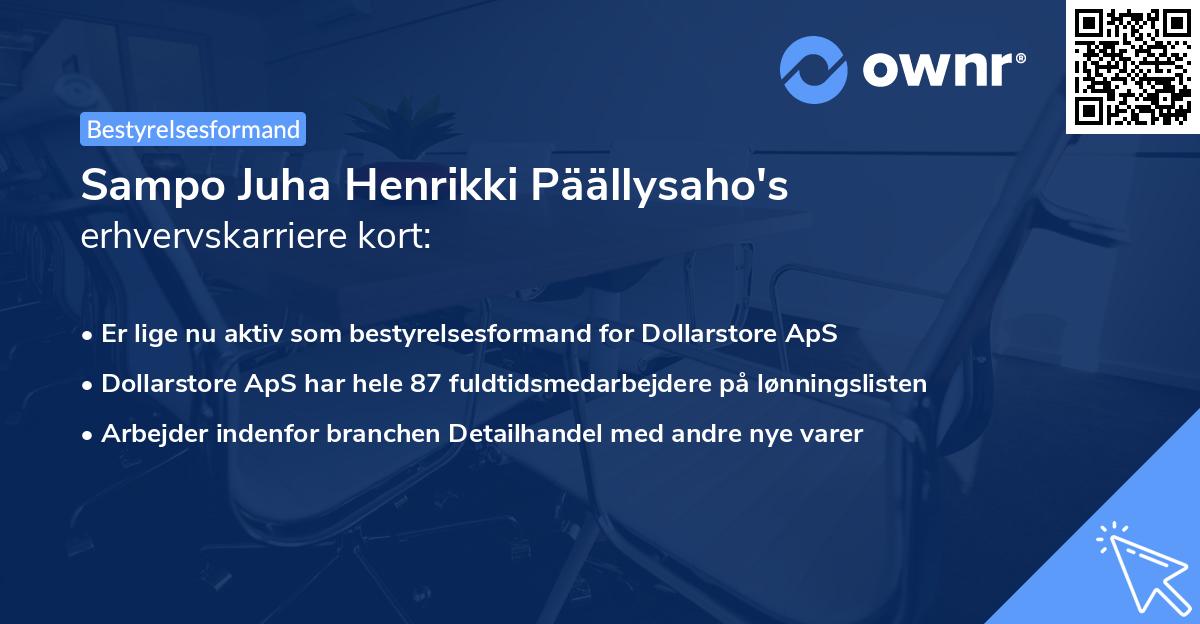 Sampo Juha Henrikki Päällysaho's erhvervskarriere kort