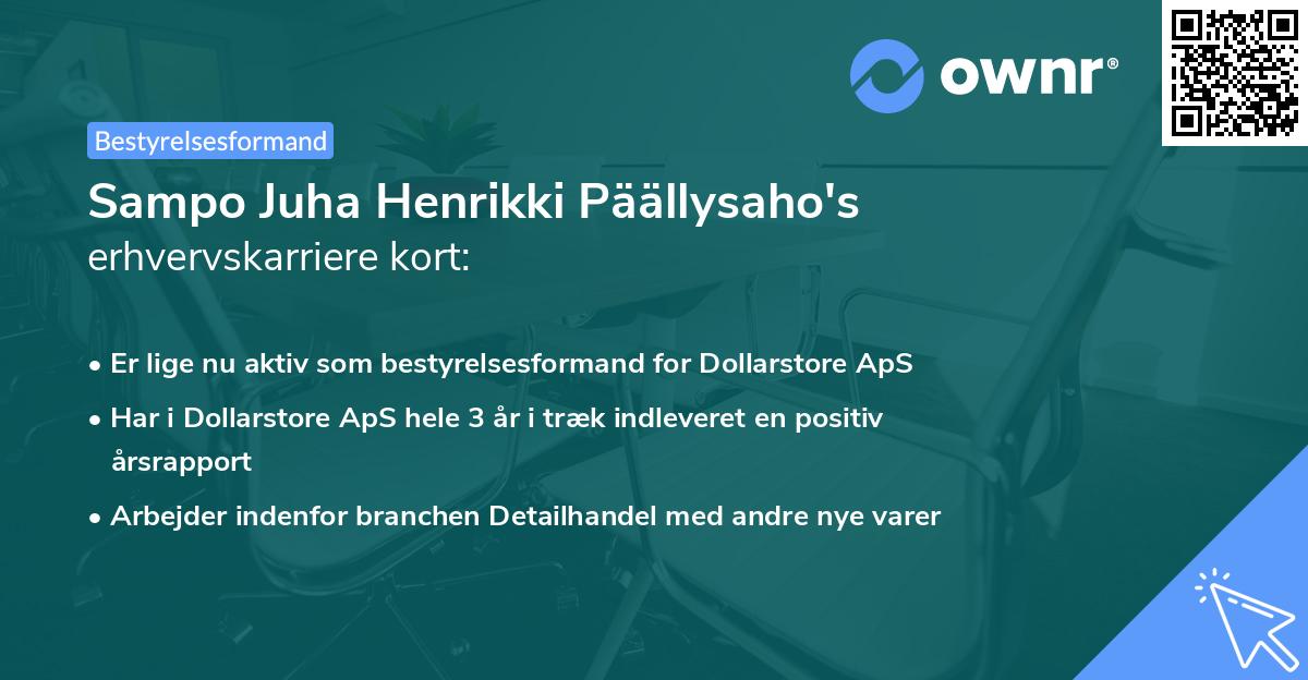Sampo Juha Henrikki Päällysaho's erhvervskarriere kort