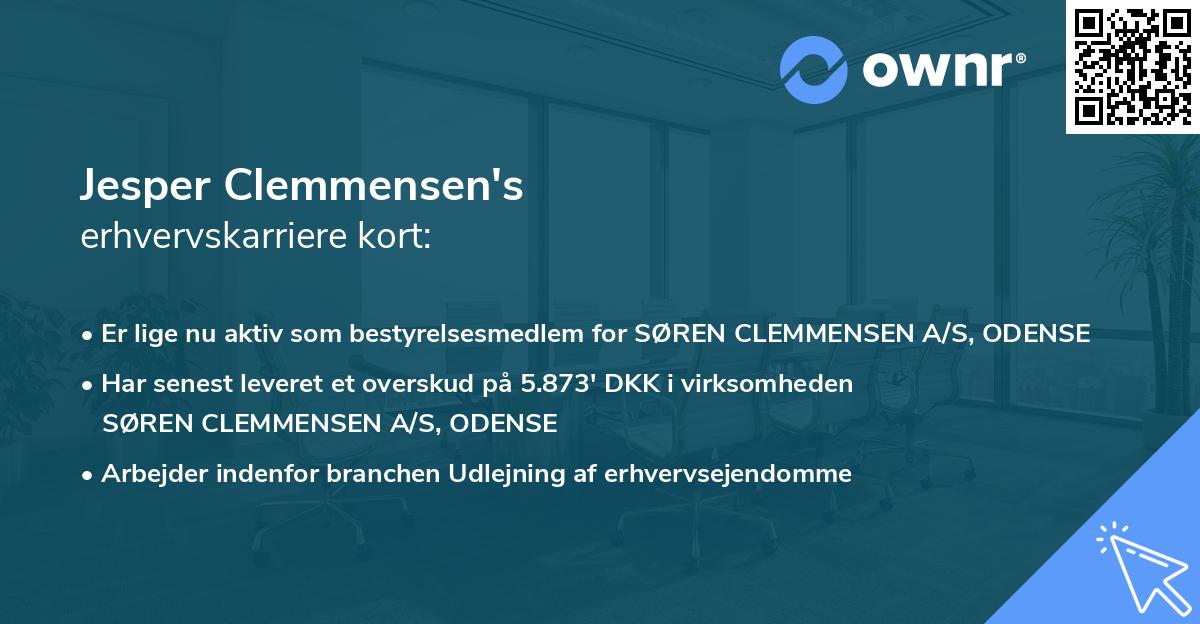 Jesper Clemmensen's erhvervskarriere kort