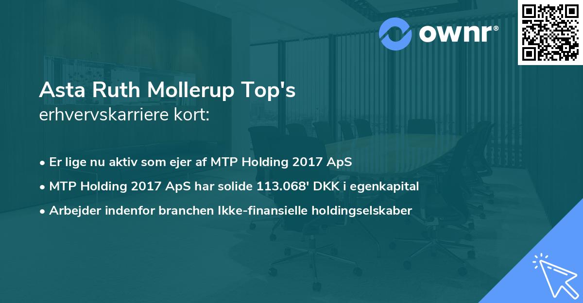 Asta Ruth Mollerup Top's erhvervskarriere kort