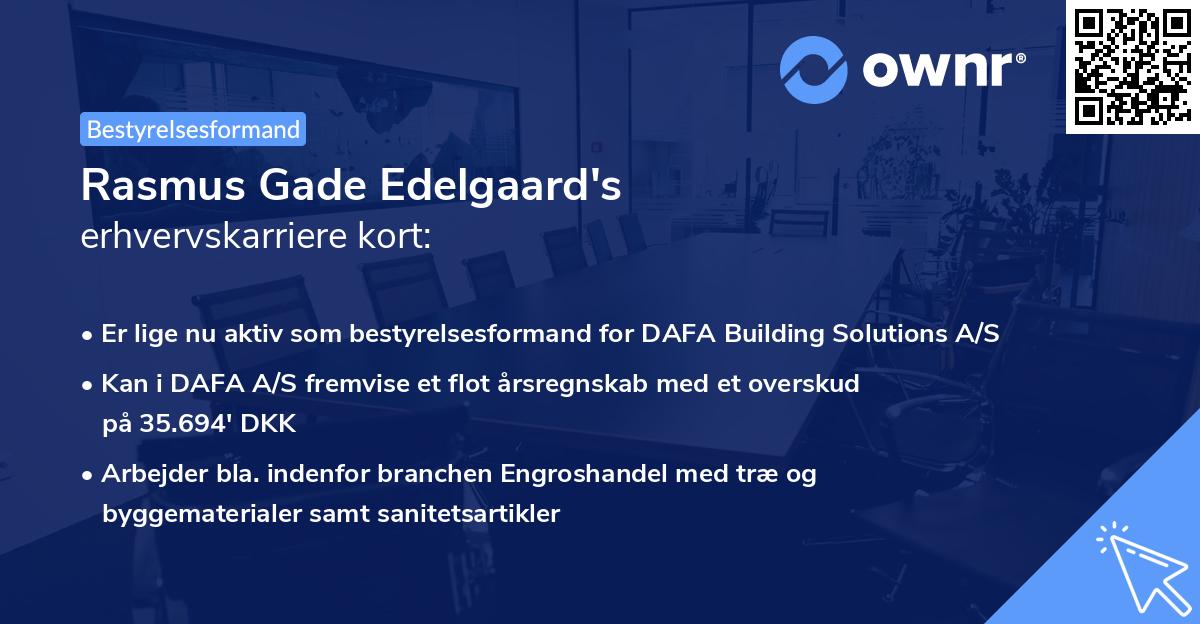 Rasmus Gade Edelgaard's erhvervskarriere kort