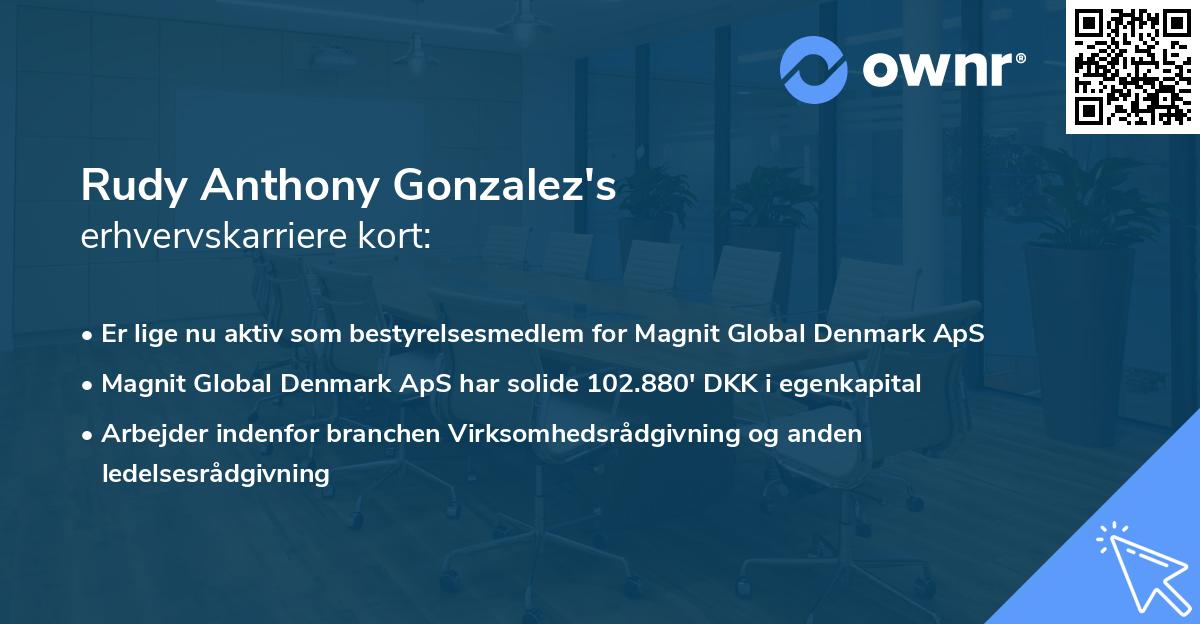Rudy Anthony Gonzalez's erhvervskarriere kort