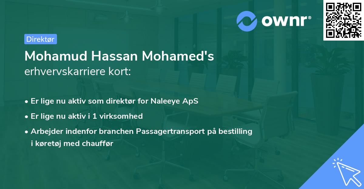 Mohamud Hassan Mohamed's erhvervskarriere kort