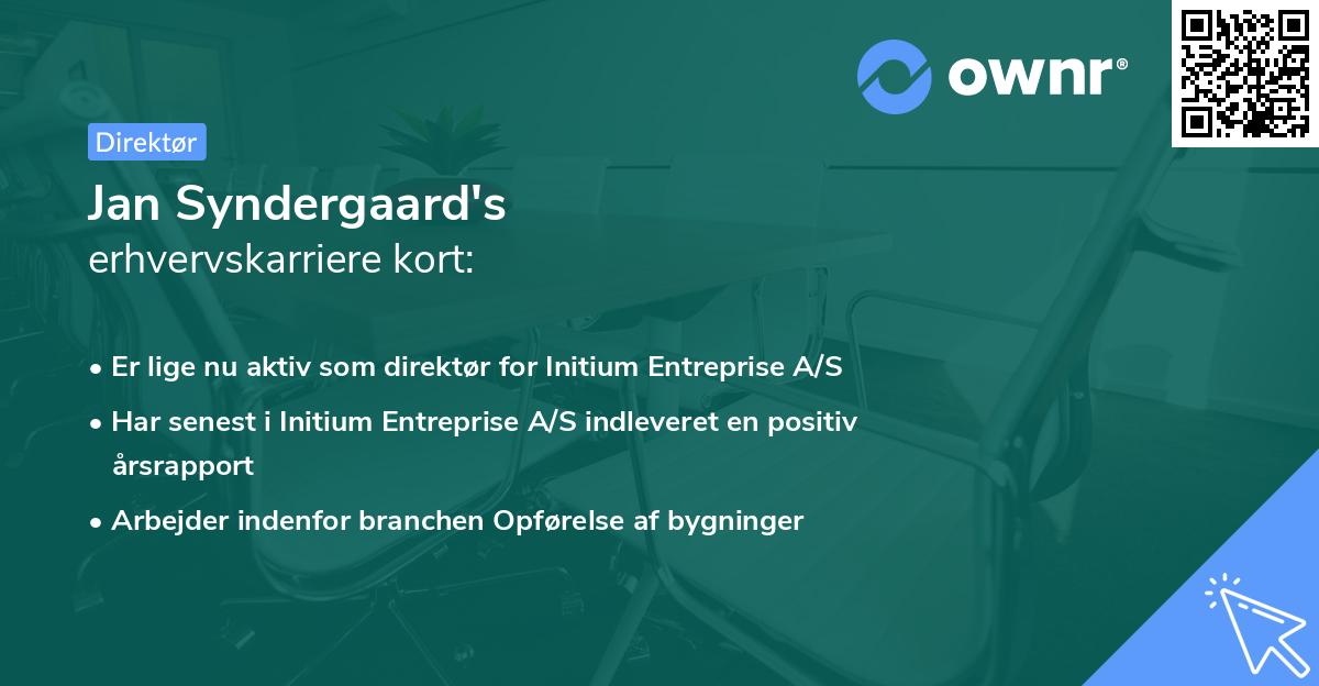 Jan Syndergaard's erhvervskarriere kort