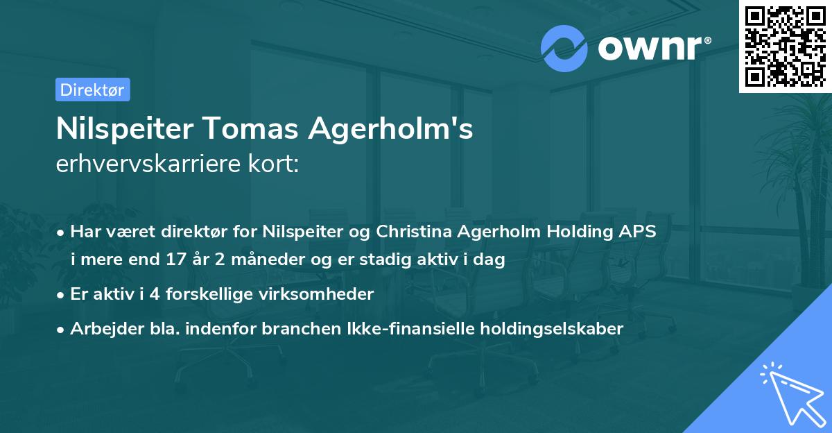 Nilspeiter Tomas Agerholm's erhvervskarriere kort