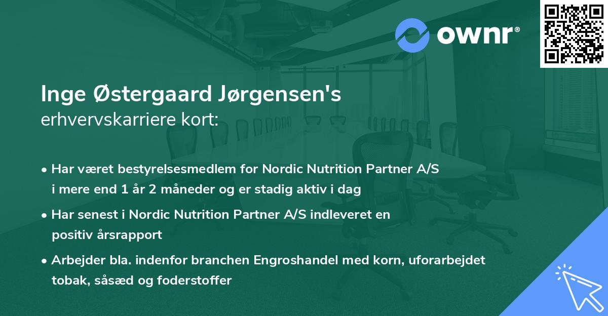 Inge Østergaard Jørgensen's erhvervskarriere kort