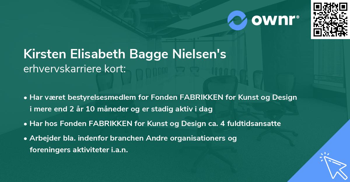 Kirsten Elisabeth Bagge Nielsen's erhvervskarriere kort