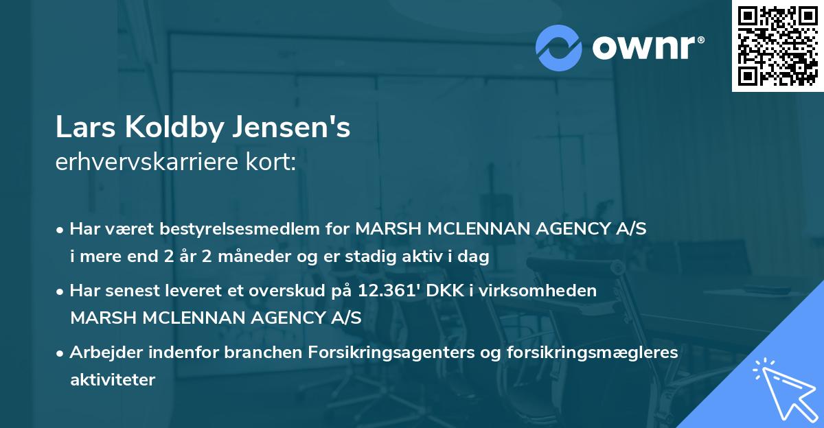 Lars Koldby Jensen's erhvervskarriere kort