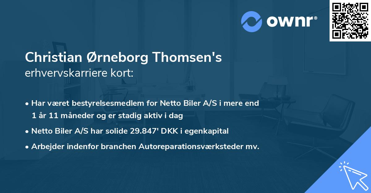 Christian Ørneborg Thomsen's erhvervskarriere kort