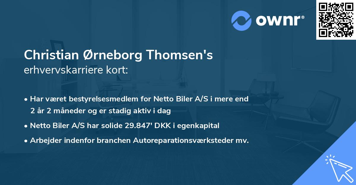 Christian Ørneborg Thomsen's erhvervskarriere kort