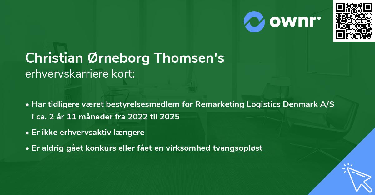 Christian Ørneborg Thomsen's erhvervskarriere kort