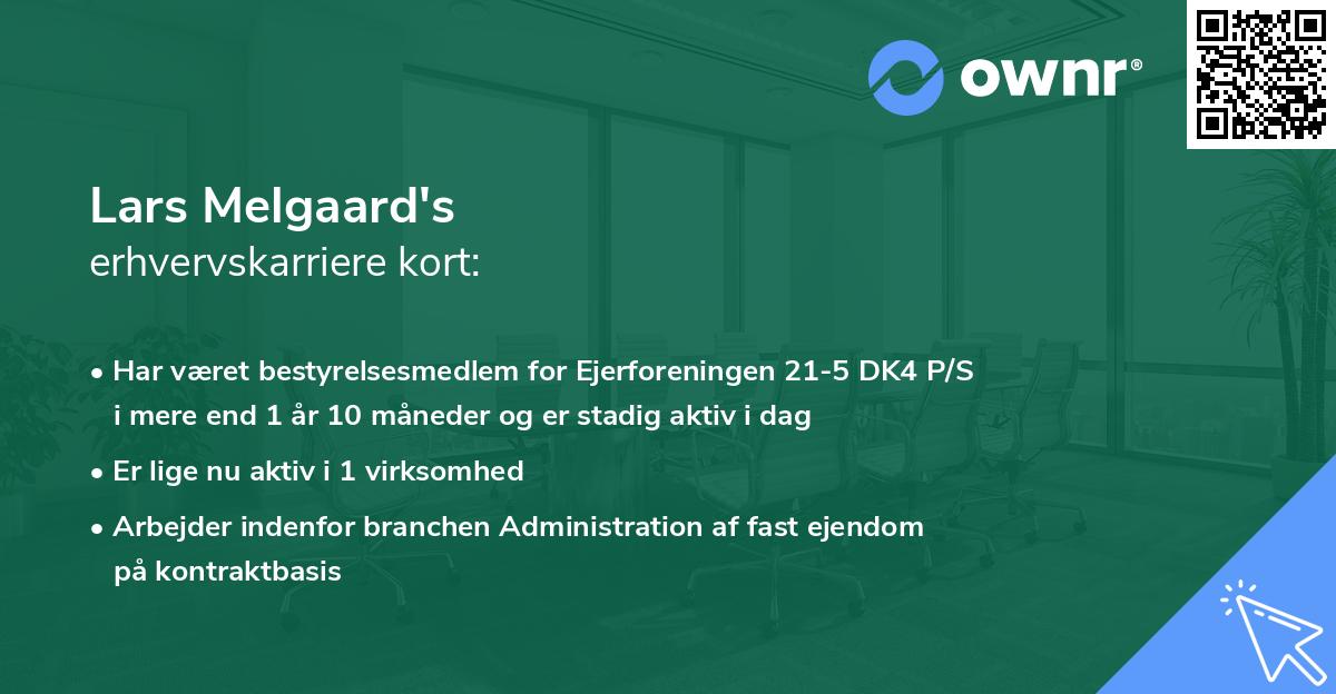 Lars Melgaard's erhvervskarriere kort