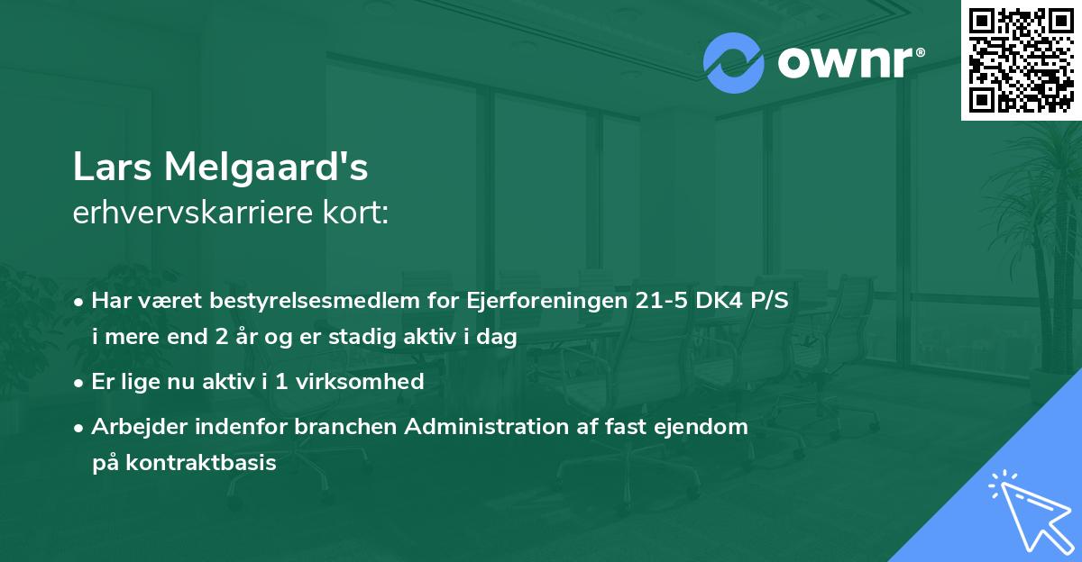 Lars Melgaard's erhvervskarriere kort