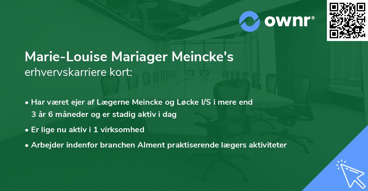 Marie-Louise Mariager Meincke's erhvervskarriere kort