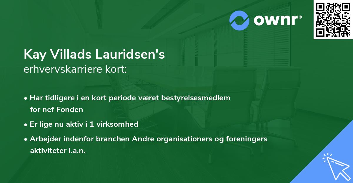 Kay Villads Lauridsen's erhvervskarriere kort