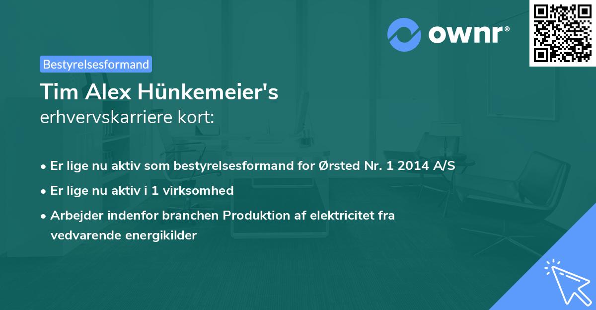 Tim Alex Hünkemeier's erhvervskarriere kort