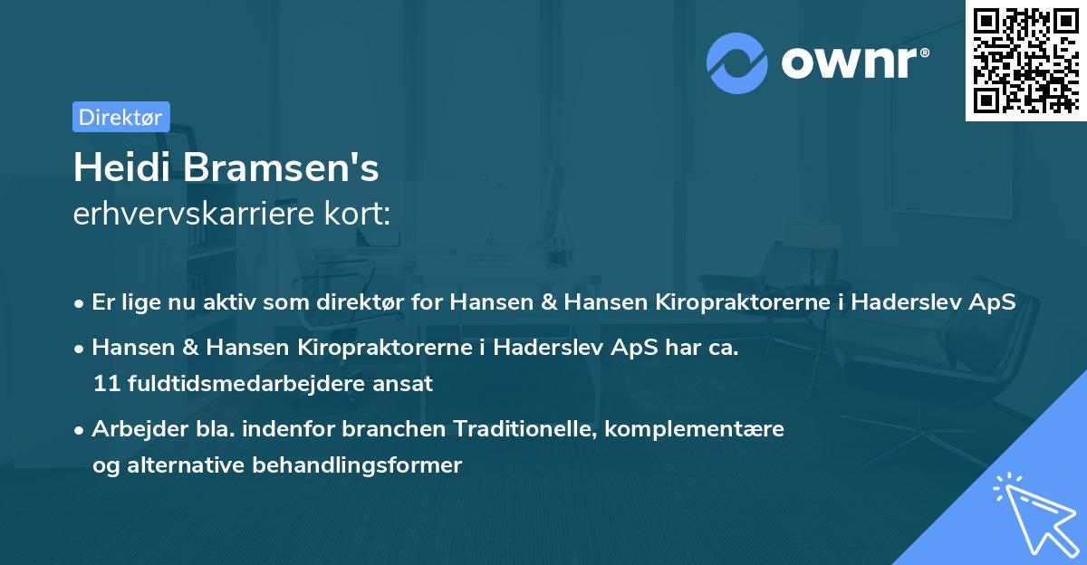 Heidi Bramsen's erhvervskarriere kort