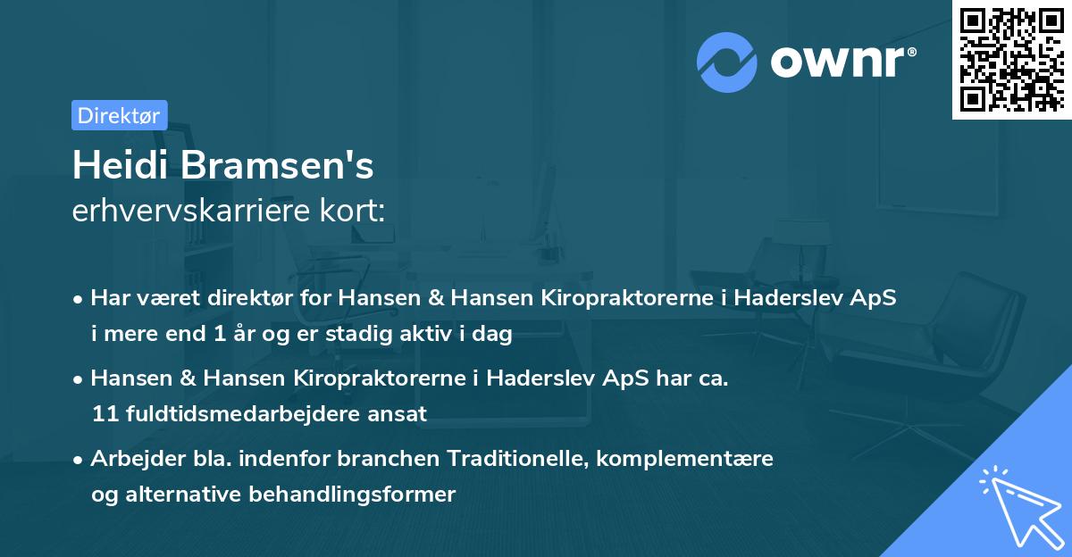 Heidi Bramsen's erhvervskarriere kort