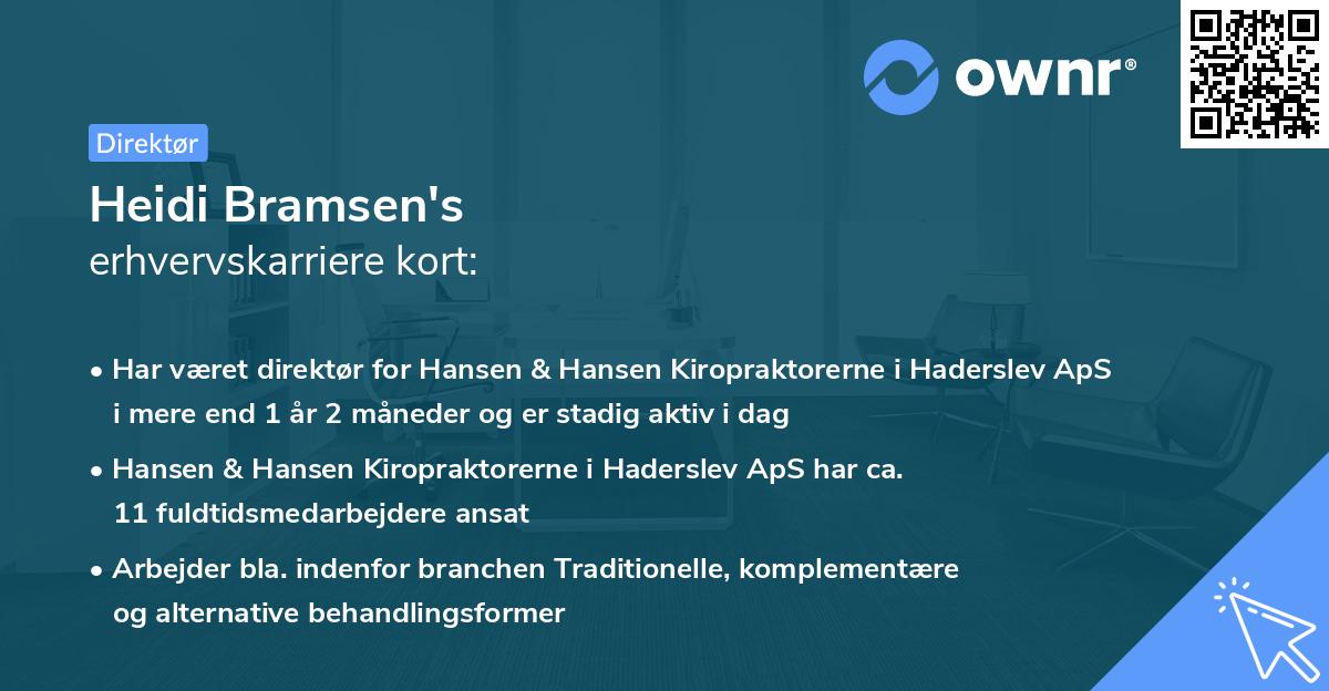 Heidi Bramsen's erhvervskarriere kort