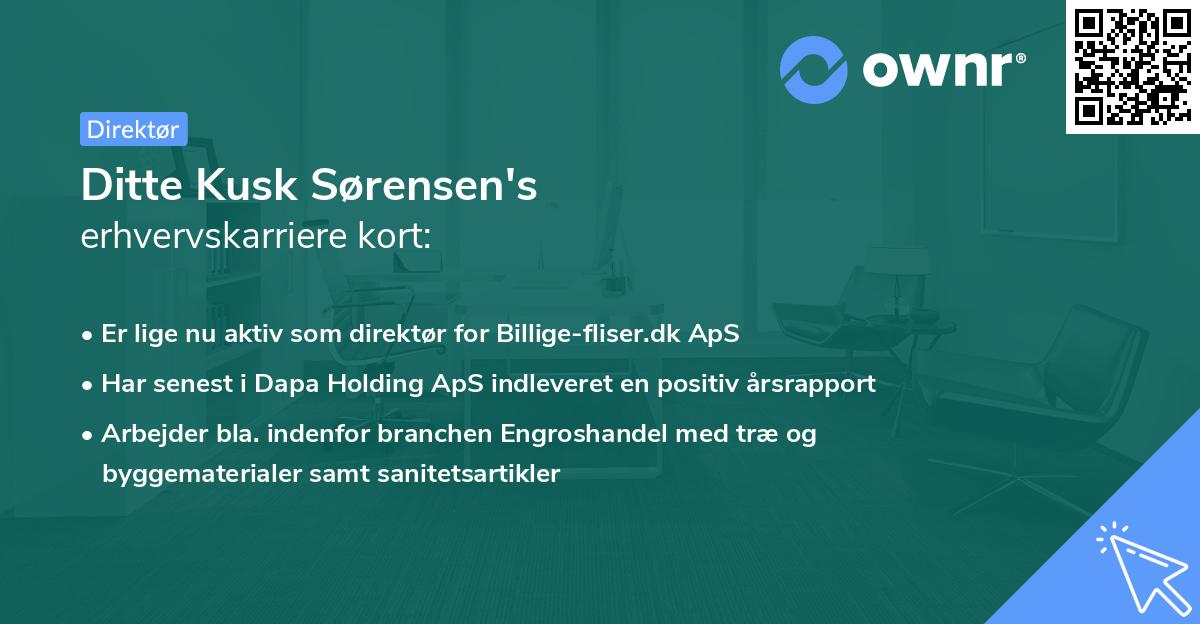 Ditte Kusk Sørensen's erhvervskarriere kort