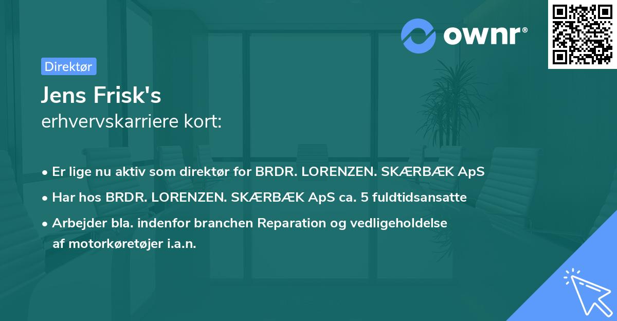 Jens Frisk's erhvervskarriere kort