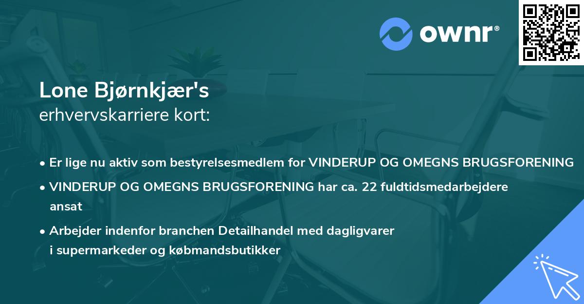 Lone Bjørnkjær's erhvervskarriere kort