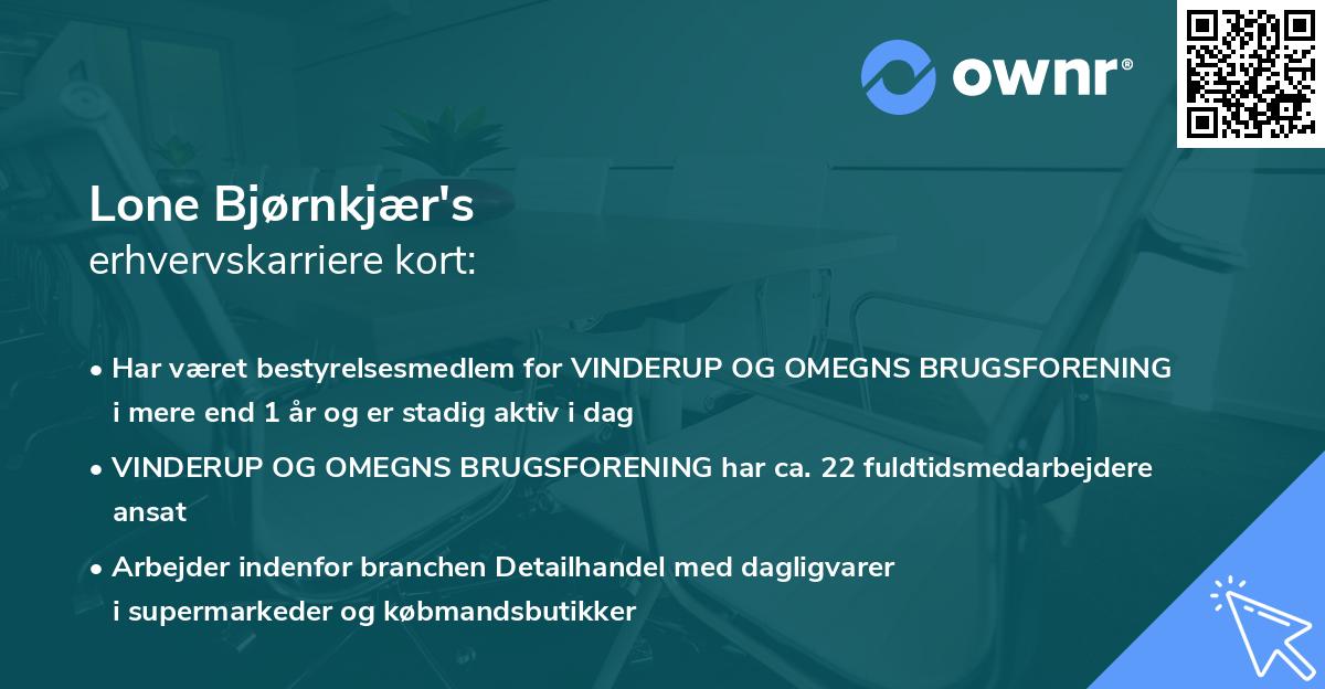 Lone Bjørnkjær's erhvervskarriere kort