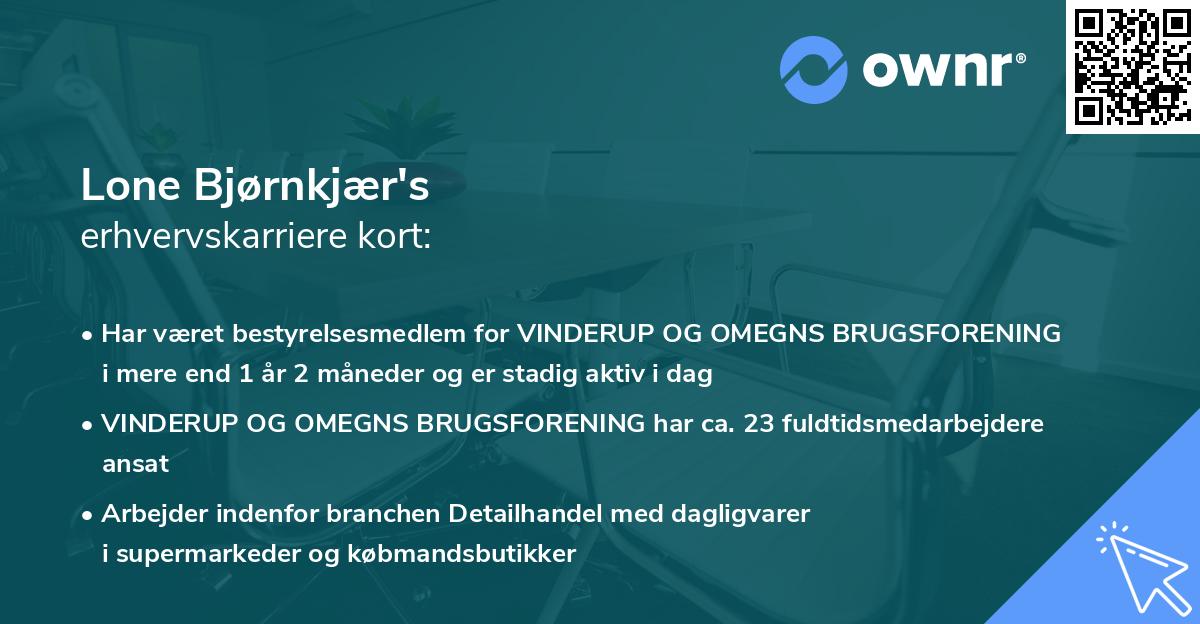 Lone Bjørnkjær's erhvervskarriere kort