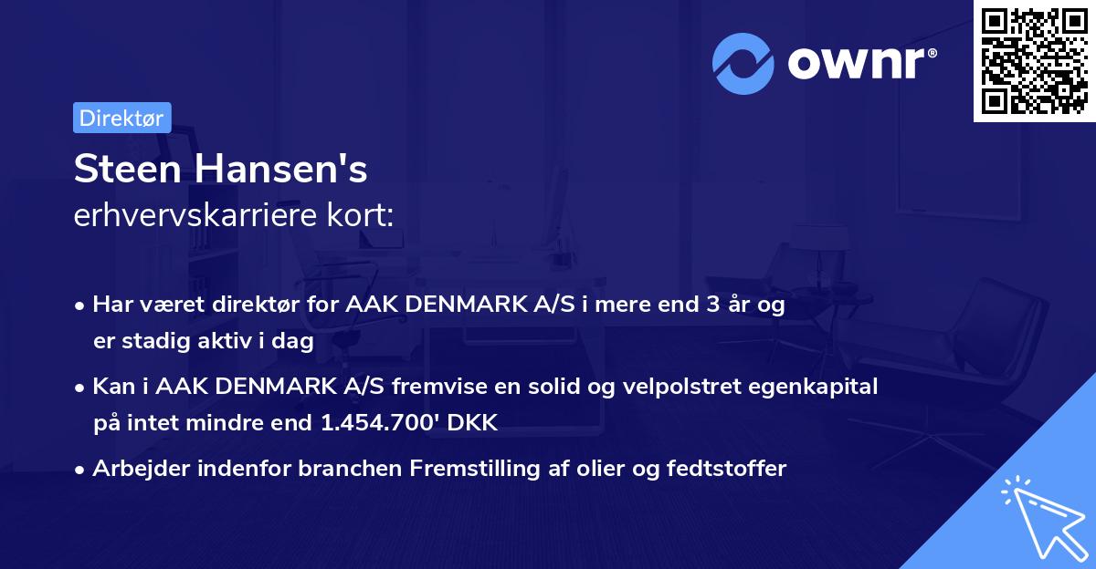Steen Hansen's erhvervskarriere kort