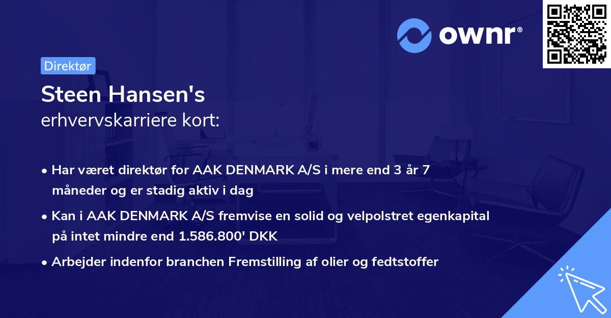 Steen Hansen's erhvervskarriere kort