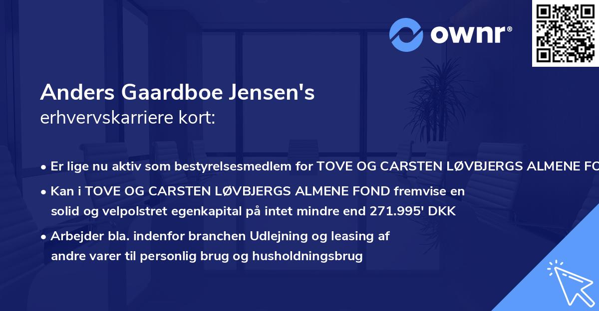 Anders Gaardboe Jensen's erhvervskarriere kort