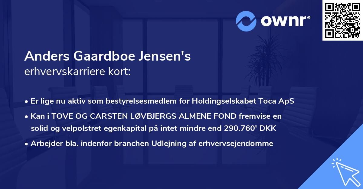 Anders Gaardboe Jensen's erhvervskarriere kort
