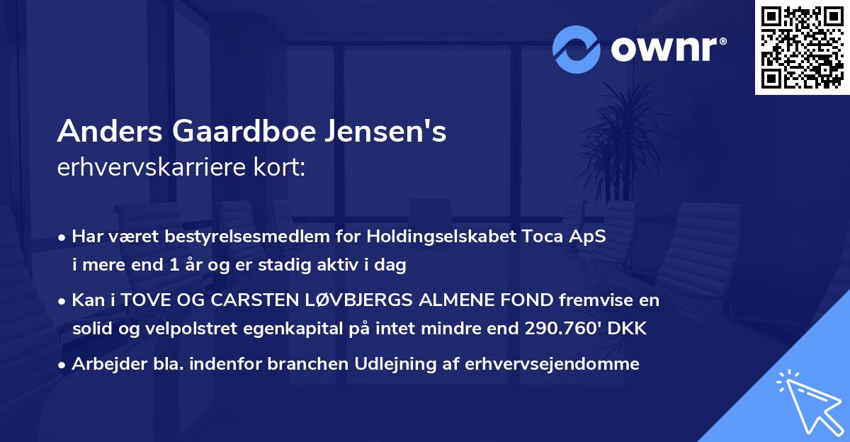 Anders Gaardboe Jensen's erhvervskarriere kort