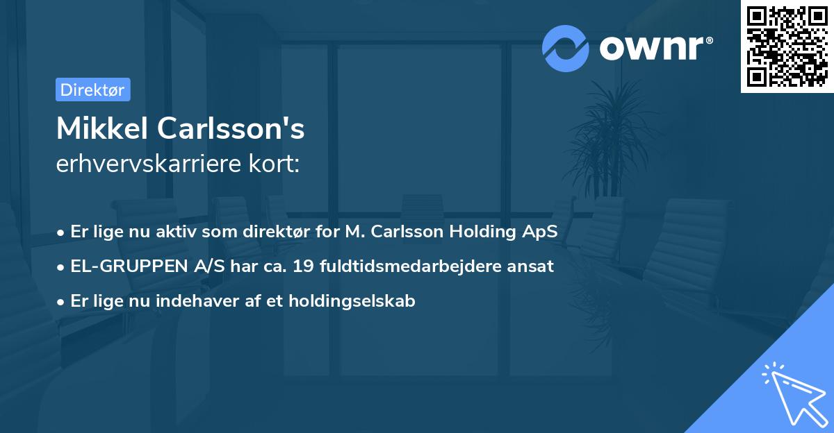 Mikkel Carlsson's erhvervskarriere kort
