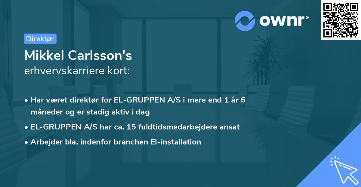 Mikkel Carlsson's erhvervskarriere kort