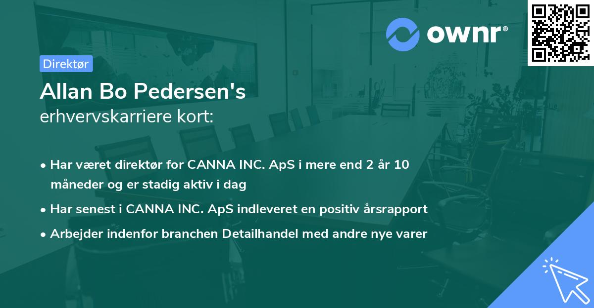 Allan Bo Pedersen's erhvervskarriere kort